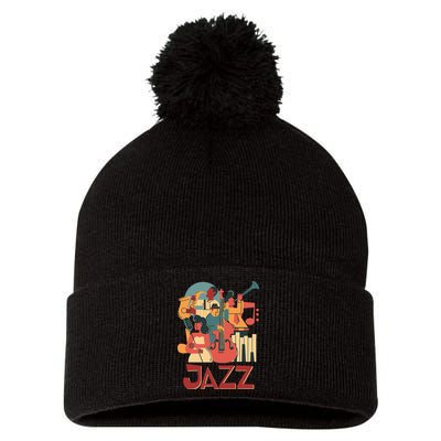 Jazz Musician Orchestra Play On Stage Smooth Jazz Pom Pom 12in Knit Beanie