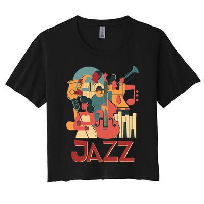 Jazz Musician Orchestra Play On Stage Smooth Jazz Crop Top