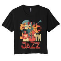 Jazz Musician Orchestra Play On Stage Smooth Jazz Crop Top