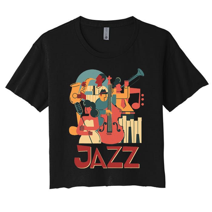Jazz Musician Orchestra Play On Stage Smooth Jazz Crop Top