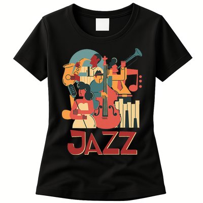 Jazz Musician Orchestra Play On Stage Smooth Jazz Womens T-Shirt