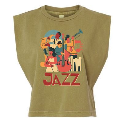 Jazz Musician Orchestra Play On Stage Smooth Jazz Garment-Dyed Women's Muscle Tee