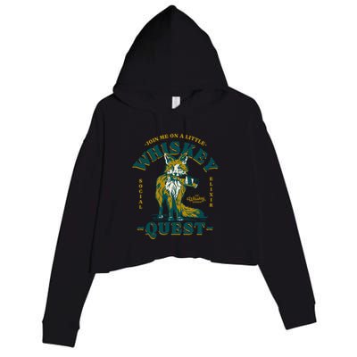 Join Me On A Whiskey Quest Cute Fox S Bourbon Gift Great Gift Crop Fleece Hoodie
