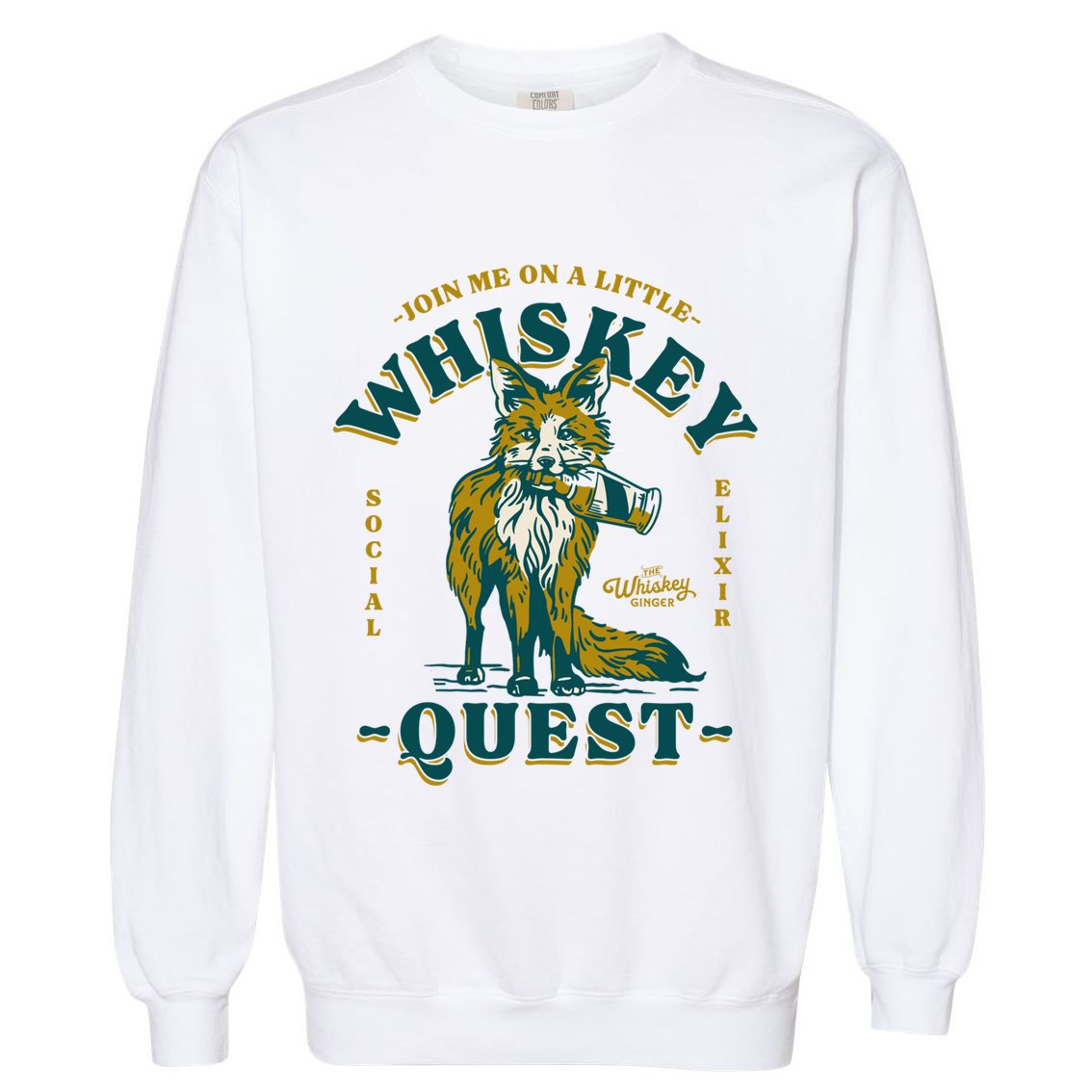 Join Me On A Whiskey Quest Cute Fox S Bourbon Gift Great Gift Garment-Dyed Sweatshirt