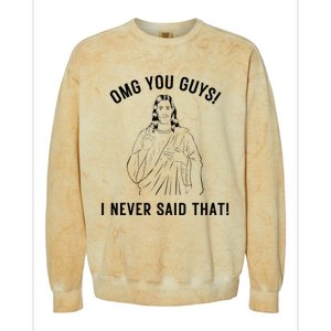 Jesus Meme Omg You Guys I Never Said That Colorblast Crewneck Sweatshirt