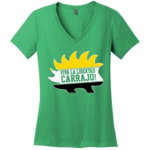 Javier Milei Presidente 2024 Libertarian Viva La Libertad Women's V-Neck T-Shirt