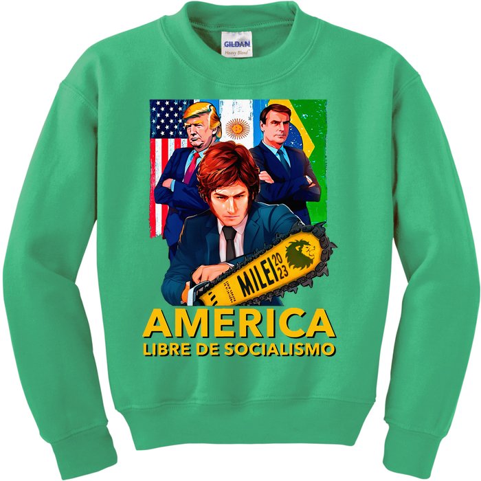 Javier Milei Presidente 2023 America Libre De Socialismo Kids Sweatshirt