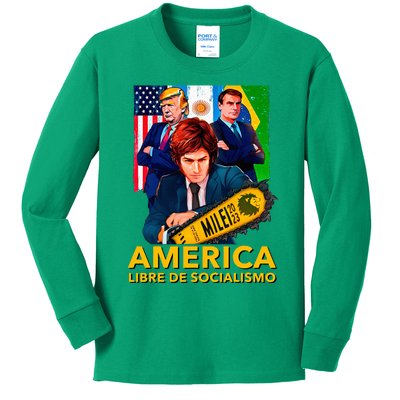 Javier Milei Presidente 2023 America Libre De Socialismo Kids Long Sleeve Shirt