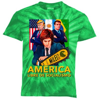 Javier Milei Presidente 2023 America Libre De Socialismo Kids Tie-Dye T-Shirt