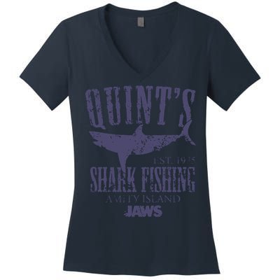 Jaws Movie Quints Shark Fishing Women's V-Neck T-Shirt
