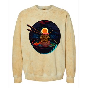 Japanese Moon Ramen Graphic Neon Retro Anime Noodles Art Colorblast Crewneck Sweatshirt