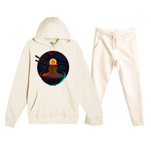 Japanese Moon Ramen Graphic Neon Retro Anime Noodles Art Premium Hooded Sweatsuit Set