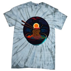 Japanese Moon Ramen Graphic Neon Retro Anime Noodles Art Tie-Dye T-Shirt