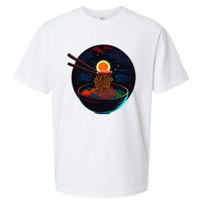 Japanese Moon Ramen Graphic Neon Retro Anime Noodles Art Sueded Cloud Jersey T-Shirt