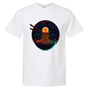 Japanese Moon Ramen Graphic Neon Retro Anime Noodles Art Garment-Dyed Heavyweight T-Shirt