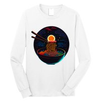 Japanese Moon Ramen Graphic Neon Retro Anime Noodles Art Long Sleeve Shirt