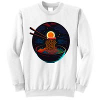 Japanese Moon Ramen Graphic Neon Retro Anime Noodles Art Sweatshirt