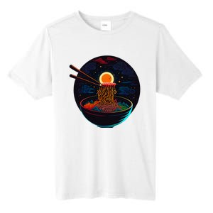 Japanese Moon Ramen Graphic Neon Retro Anime Noodles Art Tall Fusion ChromaSoft Performance T-Shirt