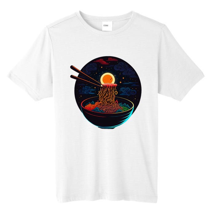 Japanese Moon Ramen Graphic Neon Retro Anime Noodles Art Tall Fusion ChromaSoft Performance T-Shirt