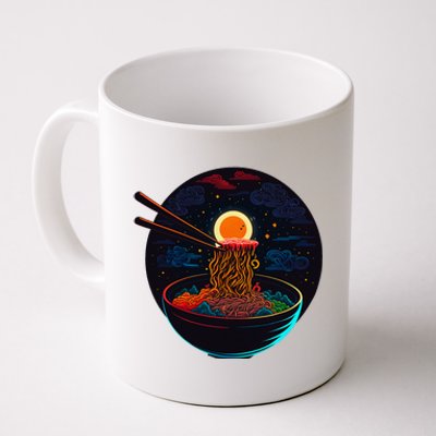 Japanese Moon Ramen Graphic Neon Retro Anime Noodles Art Coffee Mug