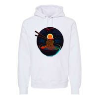 Japanese Moon Ramen Graphic Neon Retro Anime Noodles Art Premium Hoodie