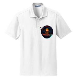 Japanese Moon Ramen Graphic Neon Retro Anime Noodles Art Dry Zone Grid Polo