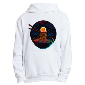 Japanese Moon Ramen Graphic Neon Retro Anime Noodles Art Urban Pullover Hoodie