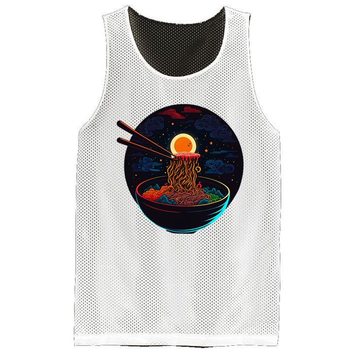 Japanese Moon Ramen Graphic Neon Retro Anime Noodles Art Mesh Reversible Basketball Jersey Tank