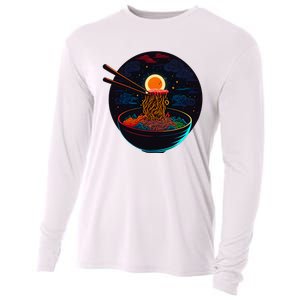 Japanese Moon Ramen Graphic Neon Retro Anime Noodles Art Cooling Performance Long Sleeve Crew