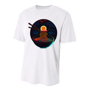 Japanese Moon Ramen Graphic Neon Retro Anime Noodles Art Performance Sprint T-Shirt