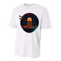 Japanese Moon Ramen Graphic Neon Retro Anime Noodles Art Performance Sprint T-Shirt