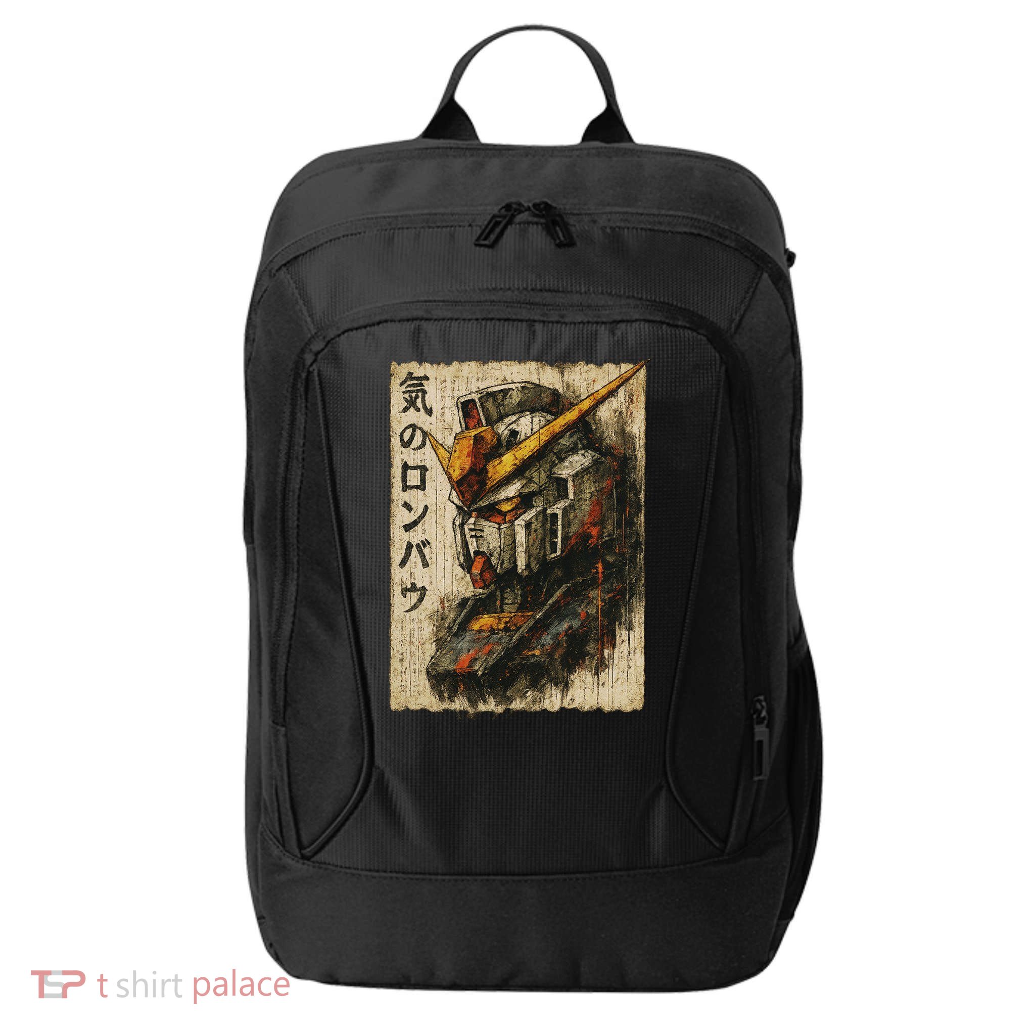 Japanese Mecha Robot Head Vintage Anime Art City Backpack