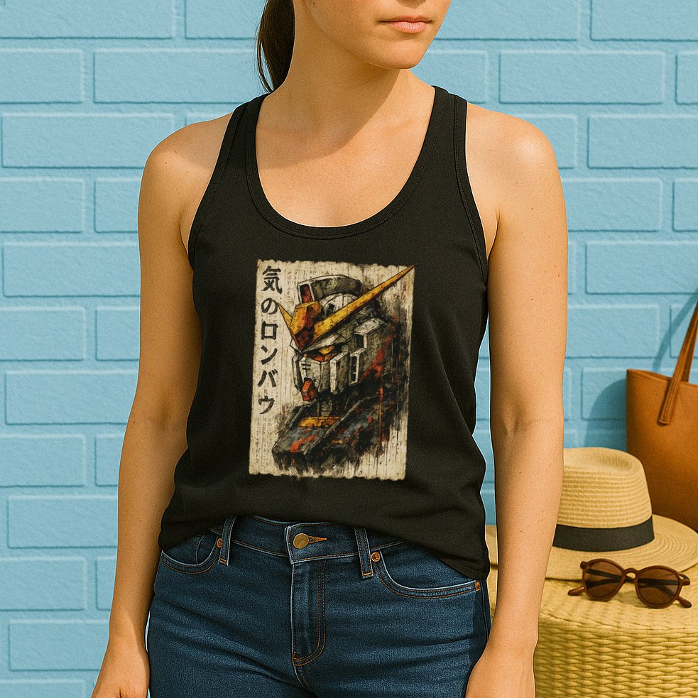 Japanese Mecha Robot Head Vintage Anime Art Womens Tank Top