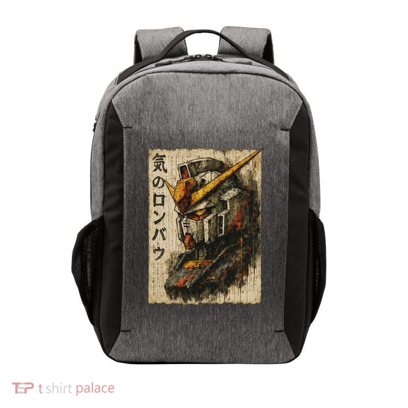 Japanese Mecha Robot Head Vintage Anime Art Vector Backpack