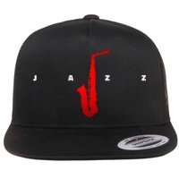 Jazz Music Saxophone Flat Bill Trucker Hat