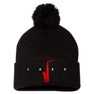 Jazz Music Saxophone Pom Pom 12in Knit Beanie