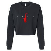 Jazz Music Saxophone Cropped Pullover Crew