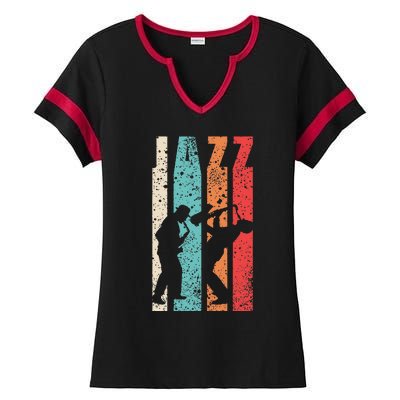 Jazz Musician Saxophonist Trumpetist Sax Trumpet Player Ladies Halftime Notch Neck Tee