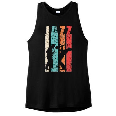 Jazz Musician Saxophonist Trumpetist Sax Trumpet Player Ladies PosiCharge Tri-Blend Wicking Tank