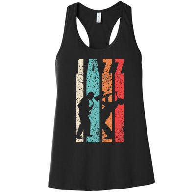 Jazz Musician Saxophonist Trumpetist Sax Trumpet Player Women's Racerback Tank