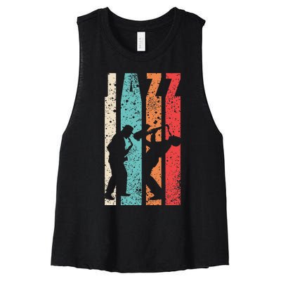 Jazz Musician Saxophonist Trumpetist Sax Trumpet Player Women's Racerback Cropped Tank