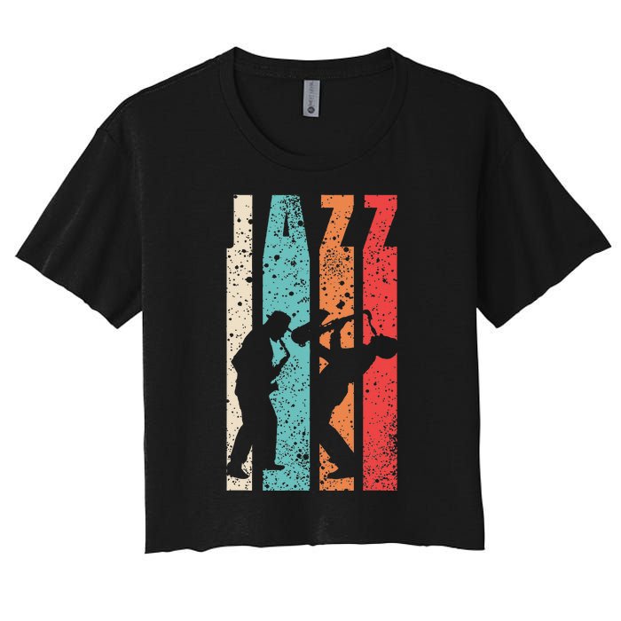 Jazz Musician Saxophonist Trumpetist Sax Trumpet Player Women's Crop Top Tee