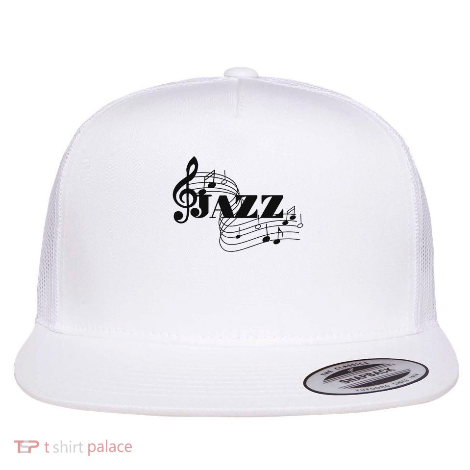Jazz Musician Sheet Music Jazz Notes Flat Bill Trucker Hat