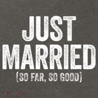 Just Married So Far So Good Newlywed Bride And Groom Cotton Canvas Backpack