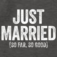 Just Married So Far So Good Newlywed Bride And Groom Vector Backpack