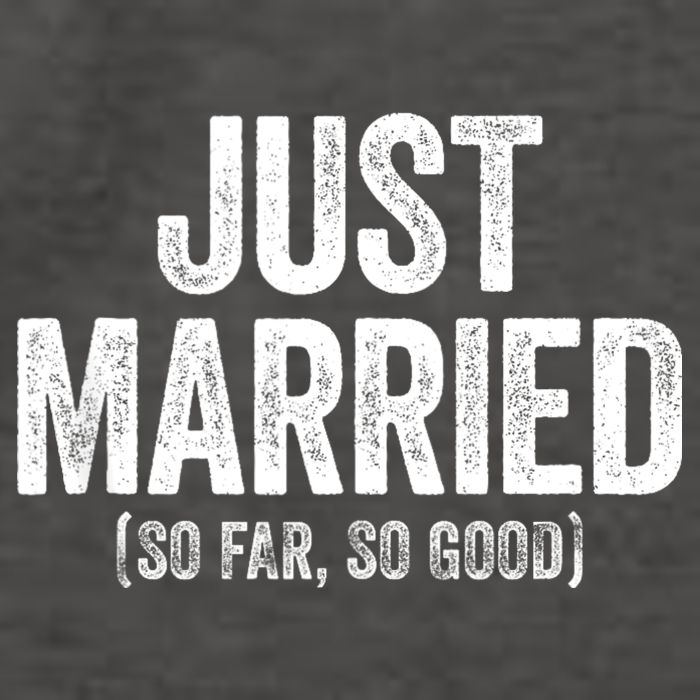 Just Married So Far So Good Newlywed Bride And Groom Vector Backpack