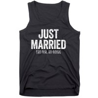 Just Married So Far So Good Newlywed Bride And Groom Tank Top