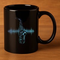 Jazz Music Saxophone Player Gift Saxophone 11oz C Handle Ceramic Mug