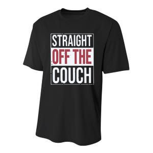 John Michael Schmitz Straight Off The Couch Youth Performance Sprint T-Shirt