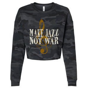 Jazz Music Saxophone Trumpet Gift Cropped Pullover Crew